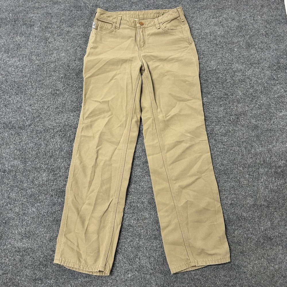 Carhartt Pants Womens Size 4 Khaki FR Flame Resistant Loose Fit Canvas Workwear